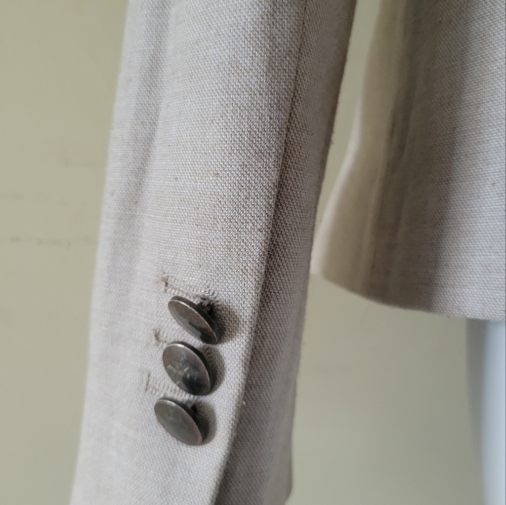 Zara one button Blazer Linen Blend Jacket Oatmeal Sz.S